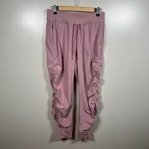 Athleta Attitude Jogger Pants Size 6 PInk Ruched Travel Casual Athletic Barre